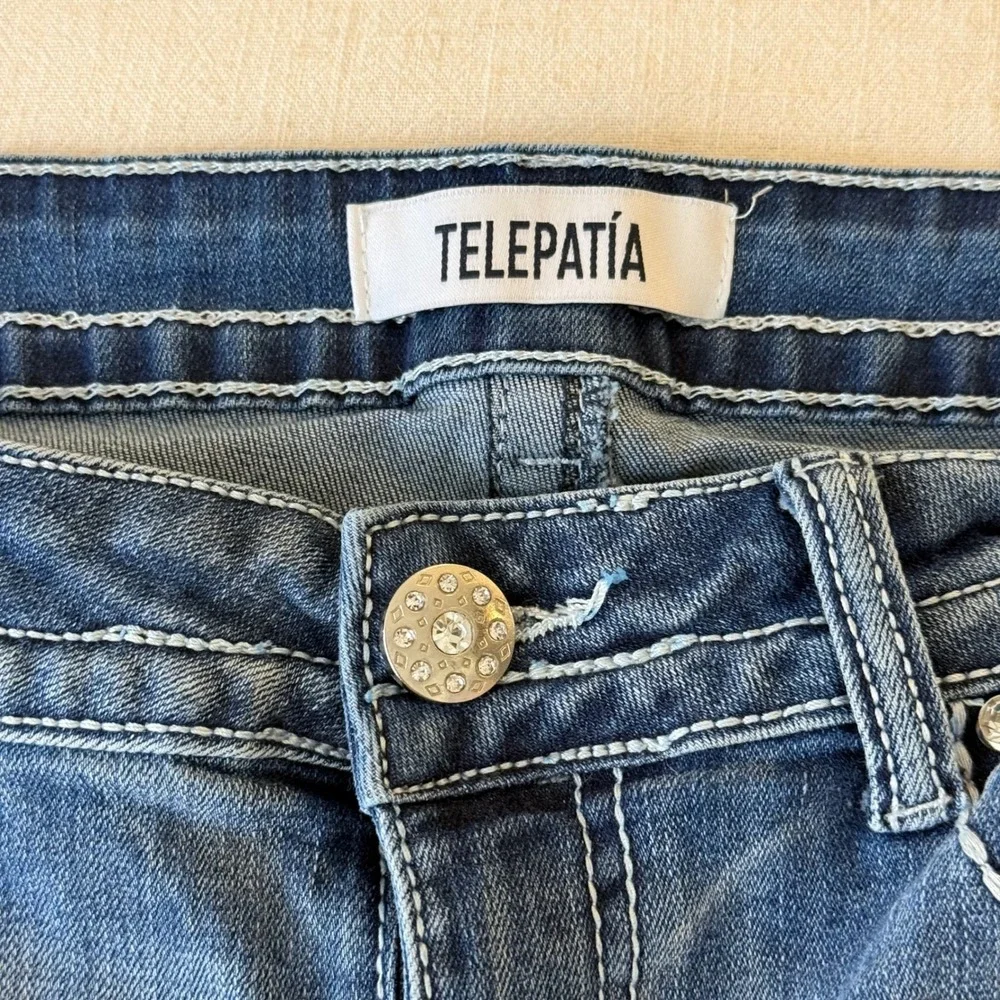 Telepatia Y2K McBling Bootcut Jeans 9/29 Rhinestone Embellished Pockets